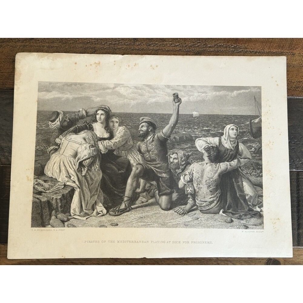 Original Antique Steel Engraving Pirates of the Mediterranean Pickersgill